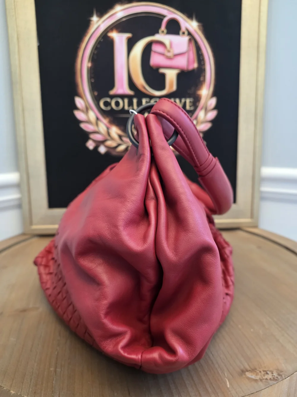 Bottega Veneta Coral-Red Intrecciato Leather Hobo